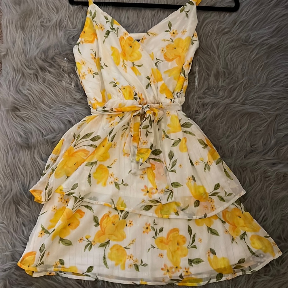 Yellow flower dress.